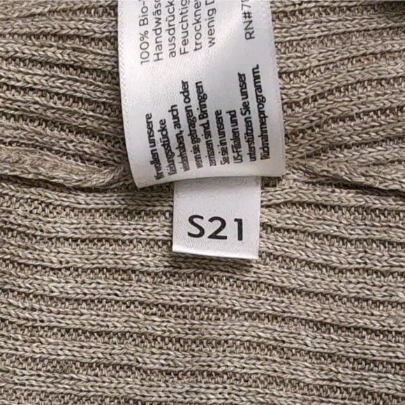 Eileen Fisher Round Neck Pullover Sweater Organic Linen Khaki Ribbed Size M New - Picture 8 of 11
